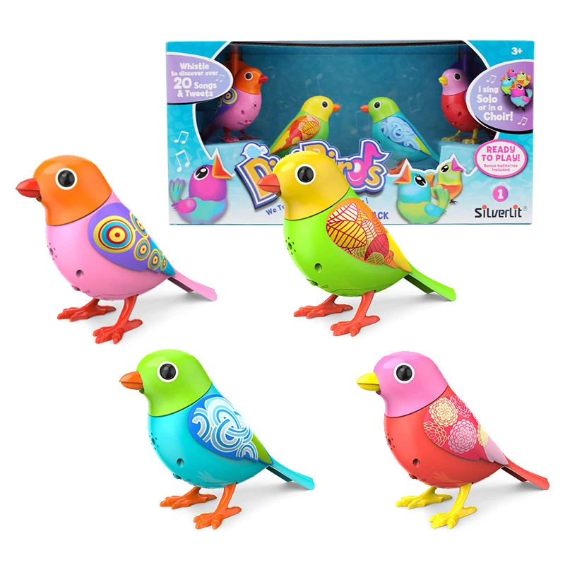 Silverlit Digi Birds электронная музыка поет Solo или Хор интерактивные детские подарочные игрушки 4 шт. набор, цвет случайный