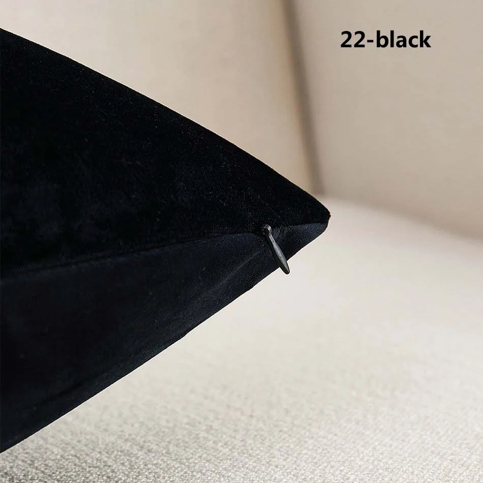 Чехол для диванных подушек из бархатной ткани 30x50/40x40/40x60/50x50/55x55/60x60 см, супер мягкий чехол для подушек, декоративный чехол для подушек, Новинка - Цвет: 22-black