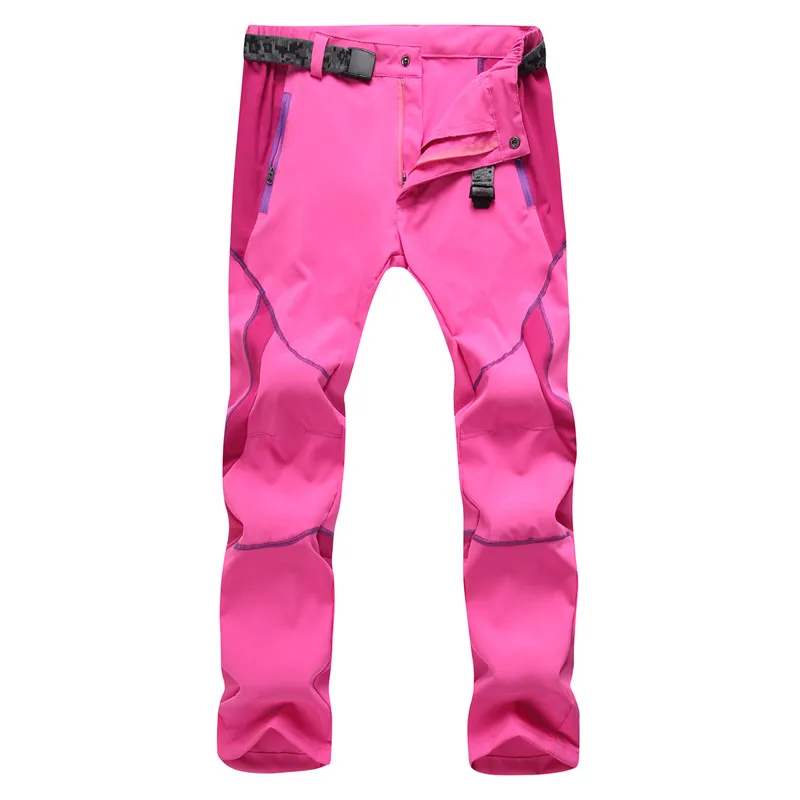 Мужские и женские быстросохнущие спортивные мужские брюки для охоты, брюки для альпинизма, быстросохнущие водонепроницаемые ветрозащитные штаны - Цвет: Pink