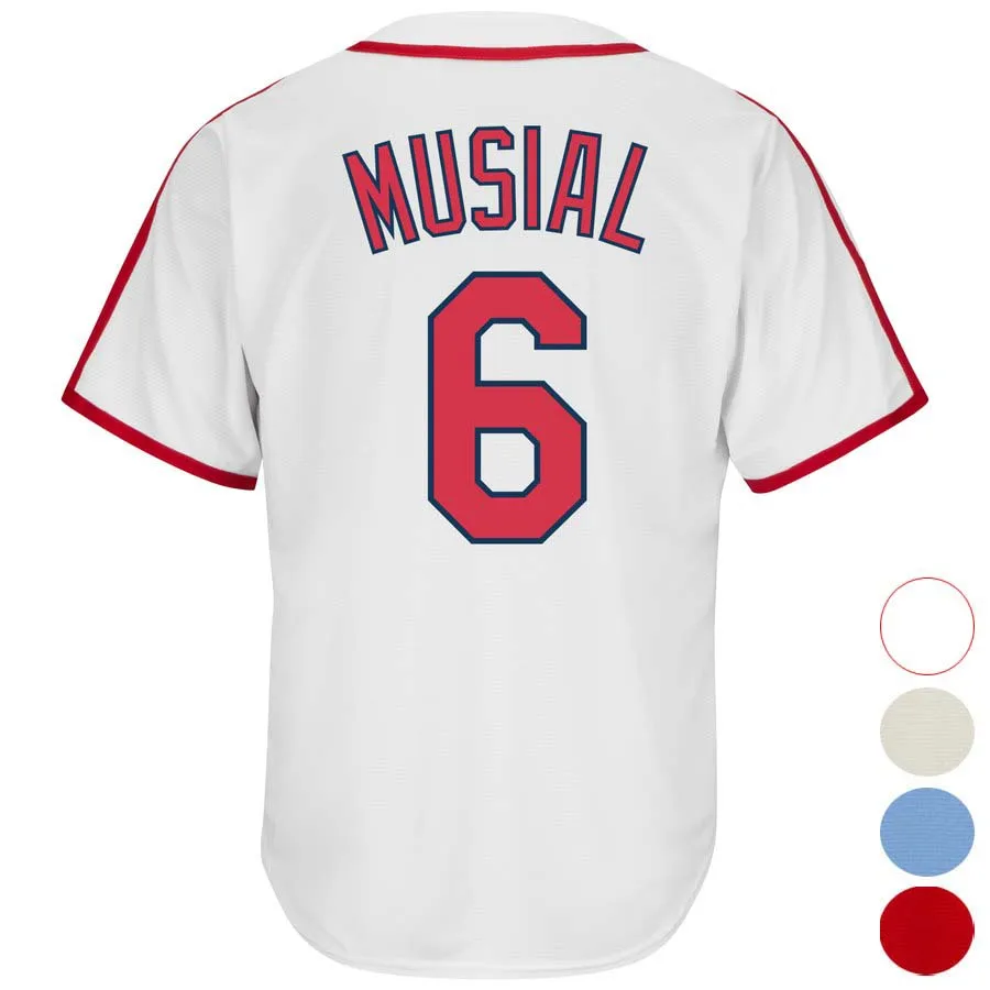 

Mens St. Louis 6 Stan Musial Baseball jersey (Navy White Gray Cream) Cool Player Stitched Jersey Free Shipping