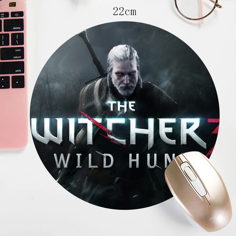 

SIANCS Rubber 22X22CM Round Mouse Pad The Witcher 3 Wild Hunt Laptop Notebook mat otaku Small Size Non-Skid MousePad