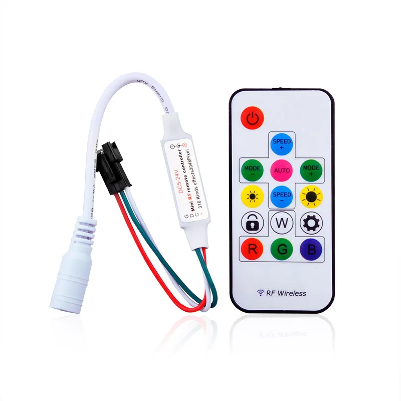 

DC5-24V Pixel led Strip Controller with Mini-RF wireless remote for led digital RGB strip WS2811/WS2812B/WS2812 to 2048pixels