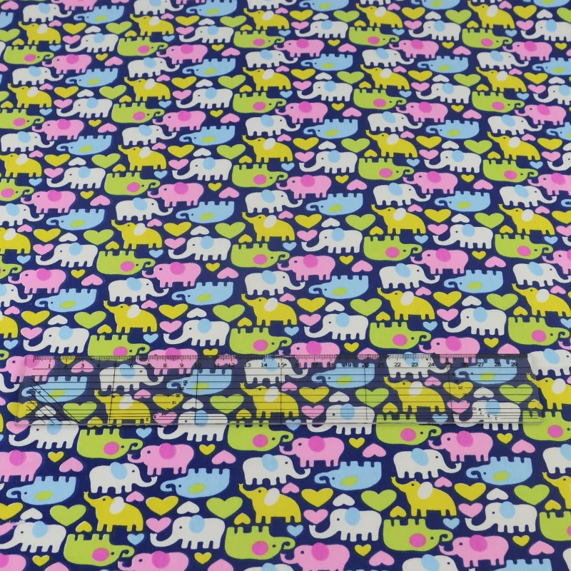 Постельные принадлежности из хлопка темно-синий мультфильм слон дизайн саржа домашний текстиль шитье Tecido ткань для пэчворка ткань для семейного альбома