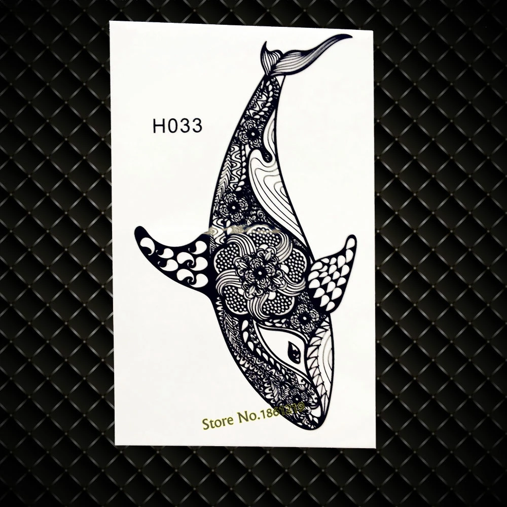 

3D Black Dolphin Waterproof Fake Flash Temporary Tattoo Stickers GH33 CHildren Xmas Gifts Toys Body Arm Shoulder Tattoos Sticker
