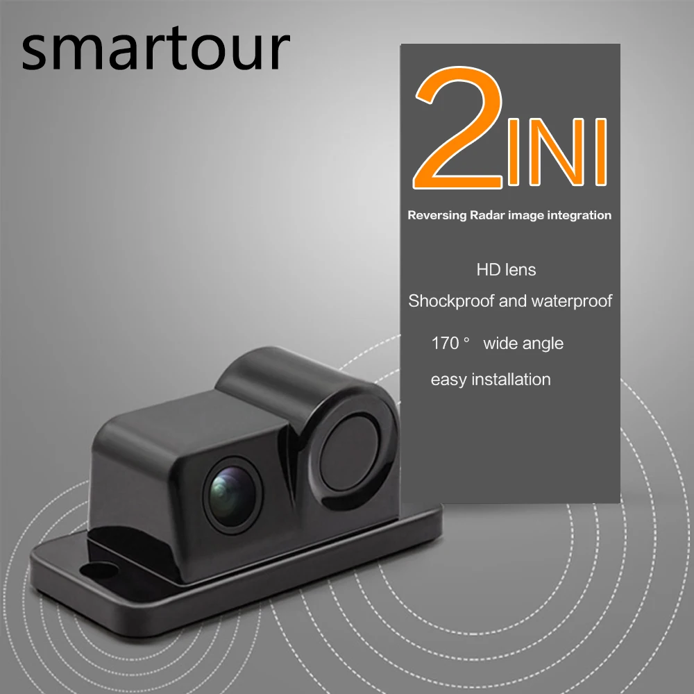 

Smartour 2in1 LCD Car Reverse Backup Radar Sound Alert Indicator Parking Sensor Newly Rear View Camera No Holes No Drilled