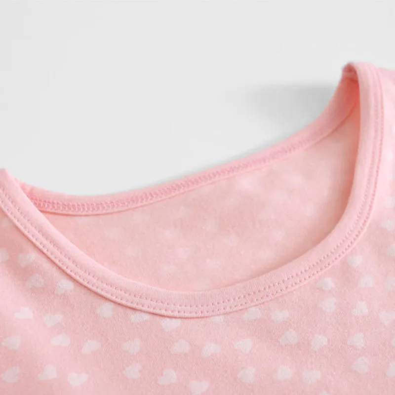 От 3 до 15 лет хлопковые ночные рубашки для девочек детское ночное платье с маленьким сердцем Домашняя одежда принцессы для маленьких девочек Летняя Пижама