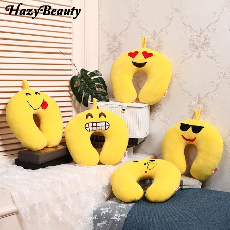 

Emoji U-shape Plush Pillow Travel Cute U shape Pillow Stuffed Smiley Cushion Home Decor Toy Emotional Smile Face Doll 1PCS/Lot