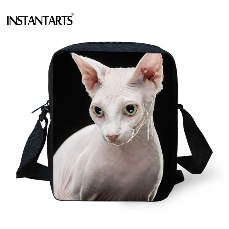 INSTANTARTS Kawaii Canadian Hairless Cat Print Women Mini Crossbody Bags High Quality Messenger ...