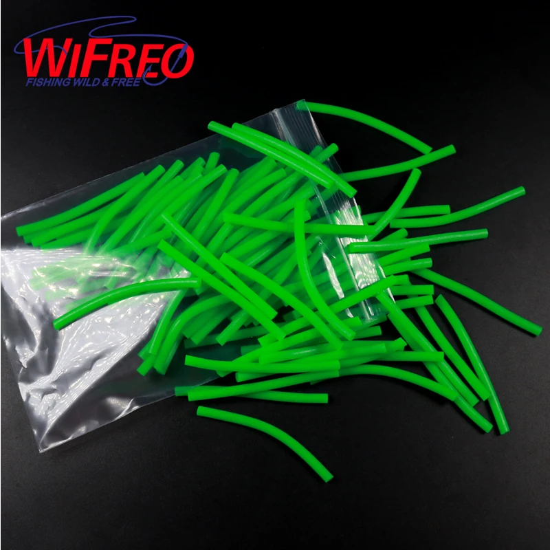 

Wifreo 100PCS 6cm 3.8mm Cutted Green Glowing Tube Soft Silicone Fishing Tubes Luminous Hook Sleeve Tube Lures