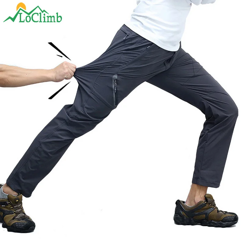 LoClimb 8XL عاكسة سراويل للتسلق الرجال الصيف الجافة سريعة في الهواء الطلق السراويل الرجل السراويل الرحلات الجبلية للماء السراويل AM012