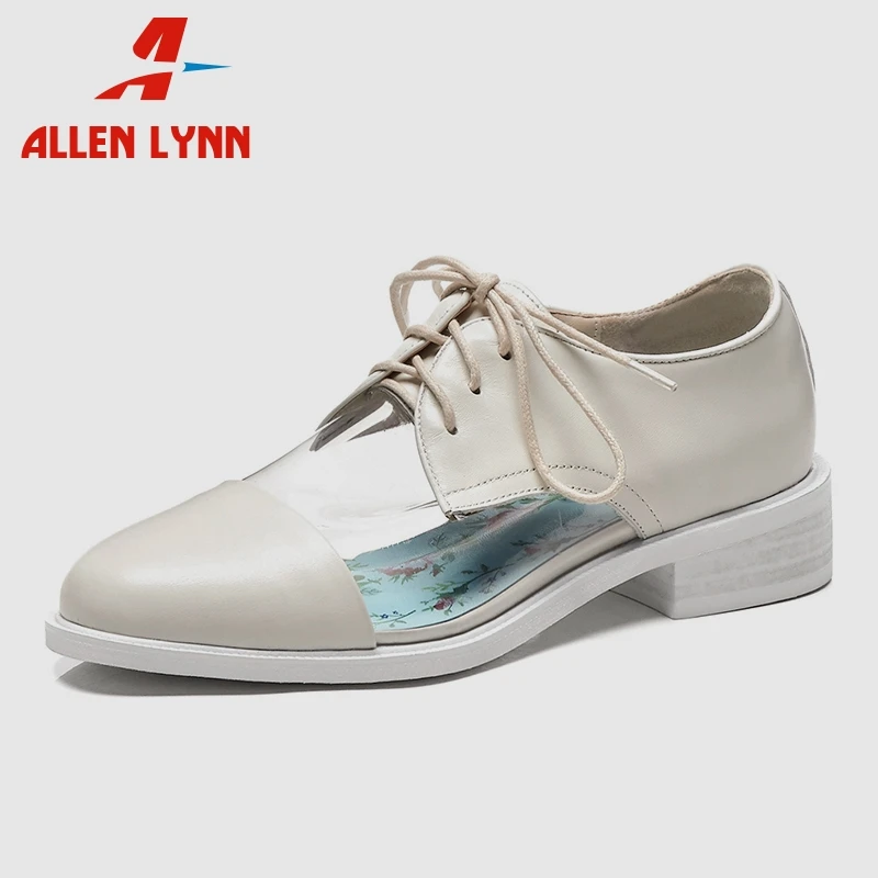 

ALLENLYNN 2020 New 33-42 Fashion Girl Polka Dot Spring Pumps Women Genuine Leather Transparant Casual Women Heels Shoes Woman