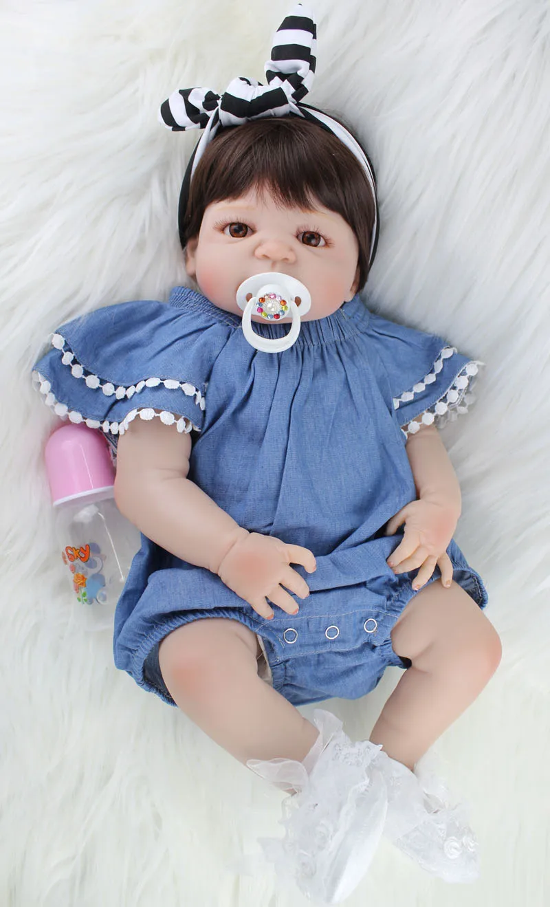 Дешево NPKCOLLECTION 55 см полный силиконовый корпус Reborn Baby Doll игрушка как настоящая 22 дюймов новорожденная девочка принцесса младенцы кукла купаться игр...