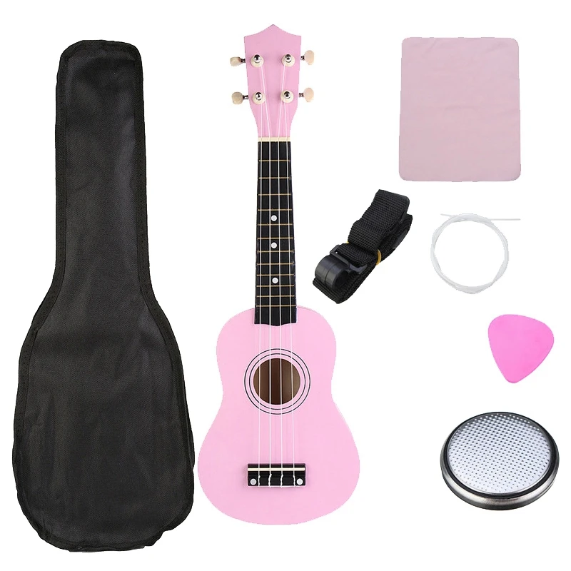 

Ukulele Combo 21 Ukulele Soprano 4 Strings Uke Hawaii Bass Stringed Musical Instrument Set Kits+Tuner+String+Strap+Bag