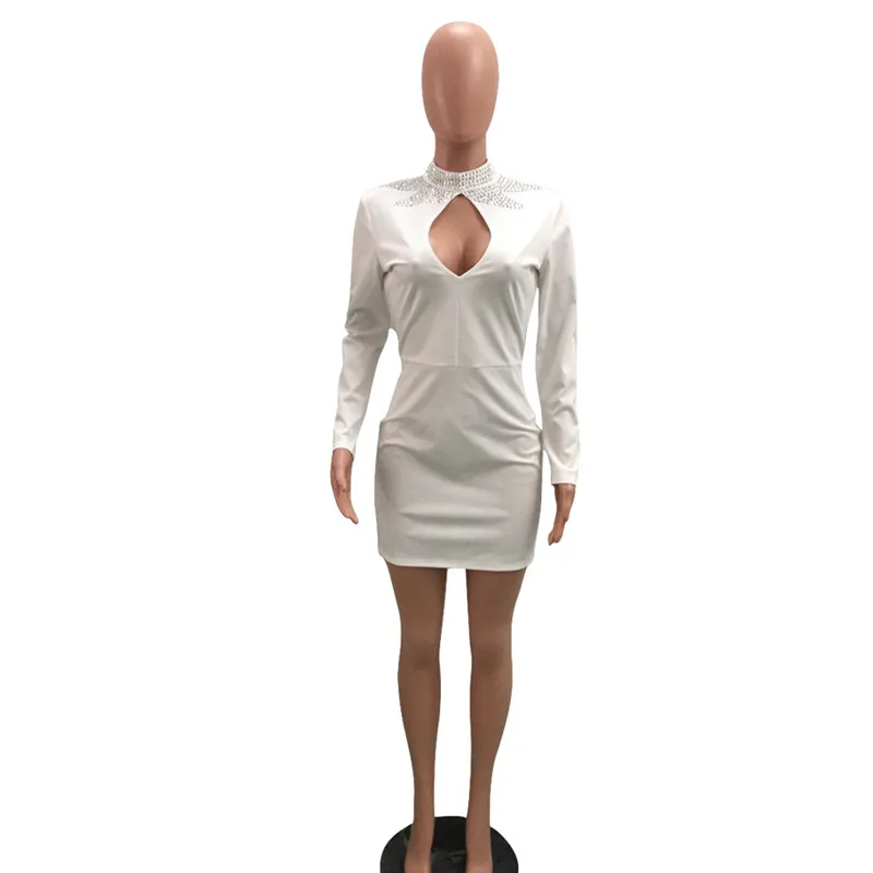 Spring Autumn New Rhinestone Long Sleeve Bodycon Dress Women Sexy Hollow Out Club Wear Short Party Sparkly Dresses Robe Vestidos Spring Autumn New Rhinestone Long Sleeve Bodycon Dress Women Sexy Hollow Out Club Wear Short Party Sparkly Dresses Robe Vestidos