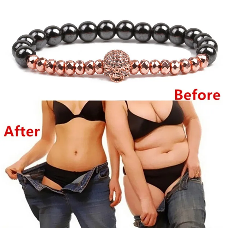 Hematite Natural Stone Beads Strand Bracelet for Men Crown Skull Pendant Charms Bracelet Male Jewelry Accessories Dropshipping