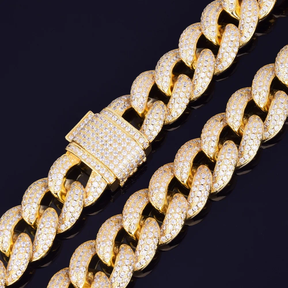 Мужское массивное ожерелье с кубаном, длиной 23 мм, колье из циркона ААА, в стиле хип-хоп, рок, ювелирное изделие, золотая, серебряная цепочка, 1" 20"