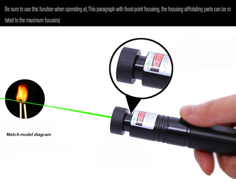 Высокая мощность Зеленая лазерная указка регулируемый фокус Сжигание Лазерная ручка 303 532nm непрерывная линия 500 to1000 метров Лазерный