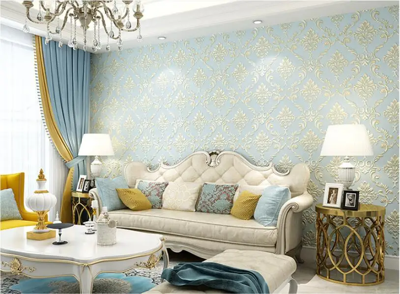 Beibehang 53x300 cm damasco europeu floral papel