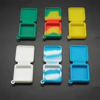 

6pcs\lot colorful silicone square box 9ml no stick for wax dab oil silicone jar