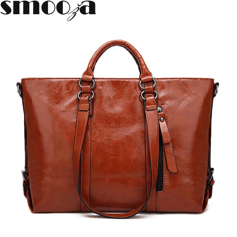 

SMOOZA Women's Casual High Quality Luxurious New Fashion PU Leather Bags Tote Handbags Women Messenger Bags Shoulder Vintage Bag