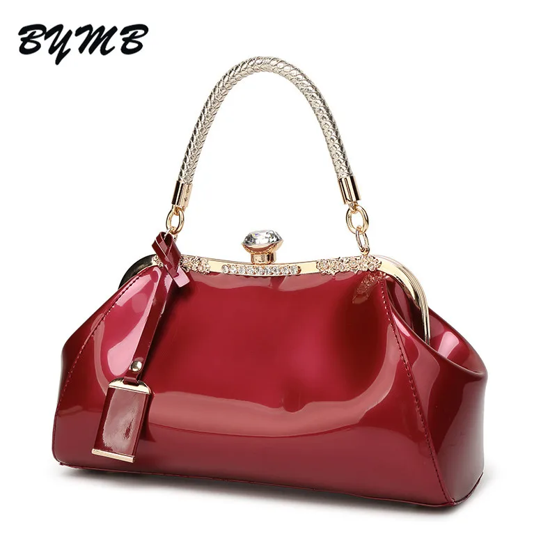 2018 Diamond Bag Vintage women bags red blue patent leather handbags ladies handbag clutch women ...