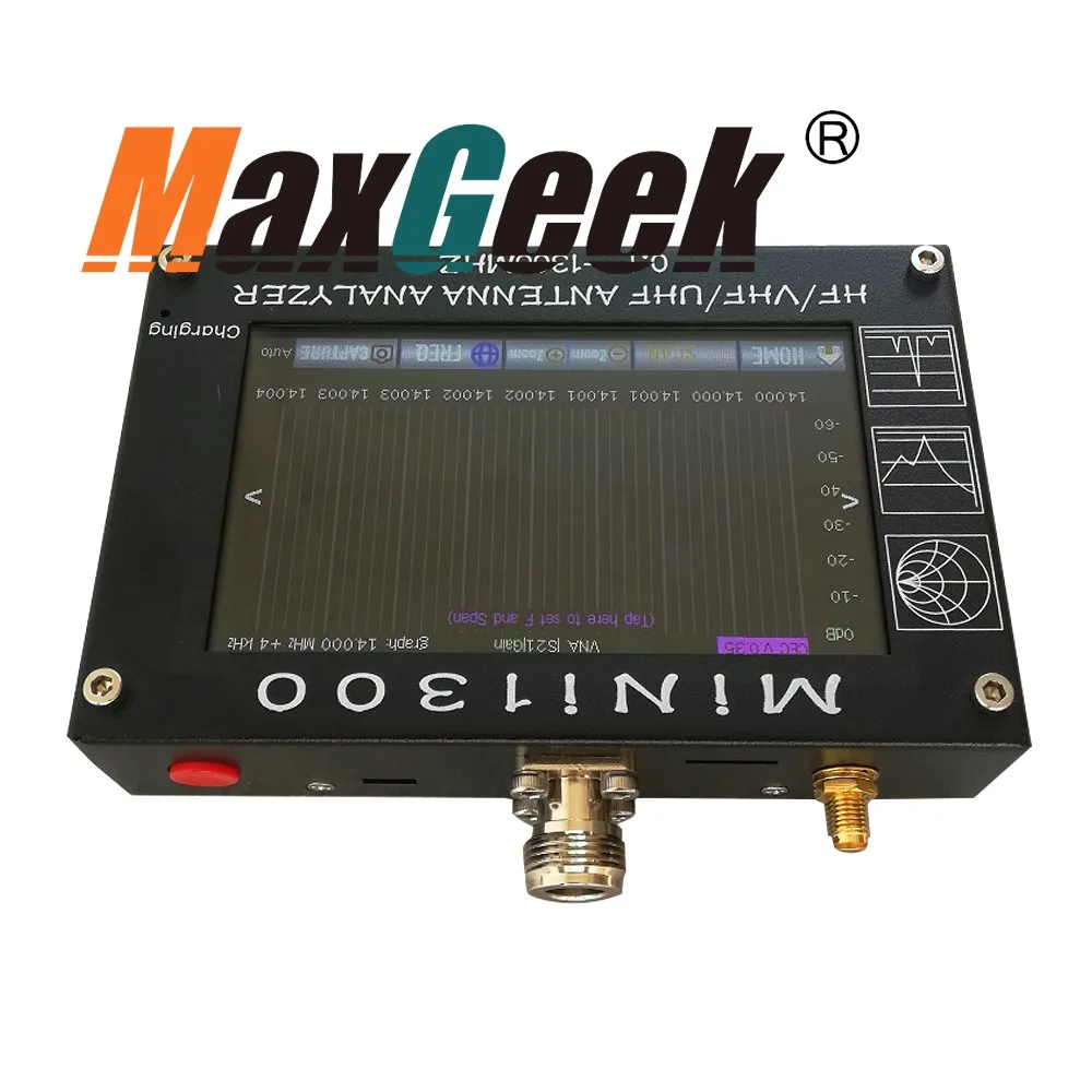

Mini1300 HF/VHF/UHF Antenna Analyzer 0.1-1300MHz with 4.3" TFT LCD Touch Screen