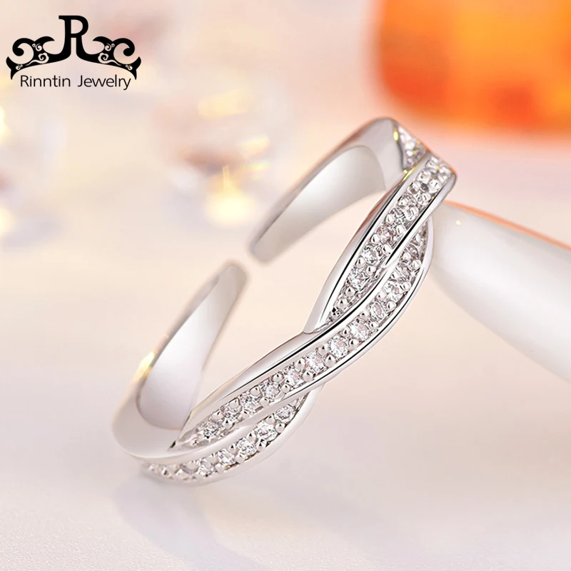 

2019 ORSA JEWELS Female Male unique design adjustable Ring with AAA CUbic Zircon 2 Color Rings for Women Man Jewelry RLR09