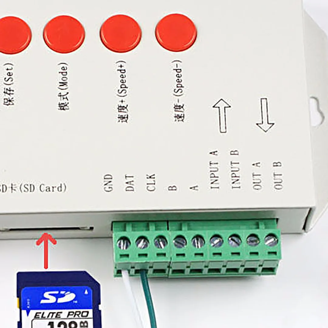 IKVVT Новые 5 шт/упаковка-24 V T1000S SD карты светодиодный пиксельный контроллер WS2812B 6803 WS2811 RGB Светодиодные ленты