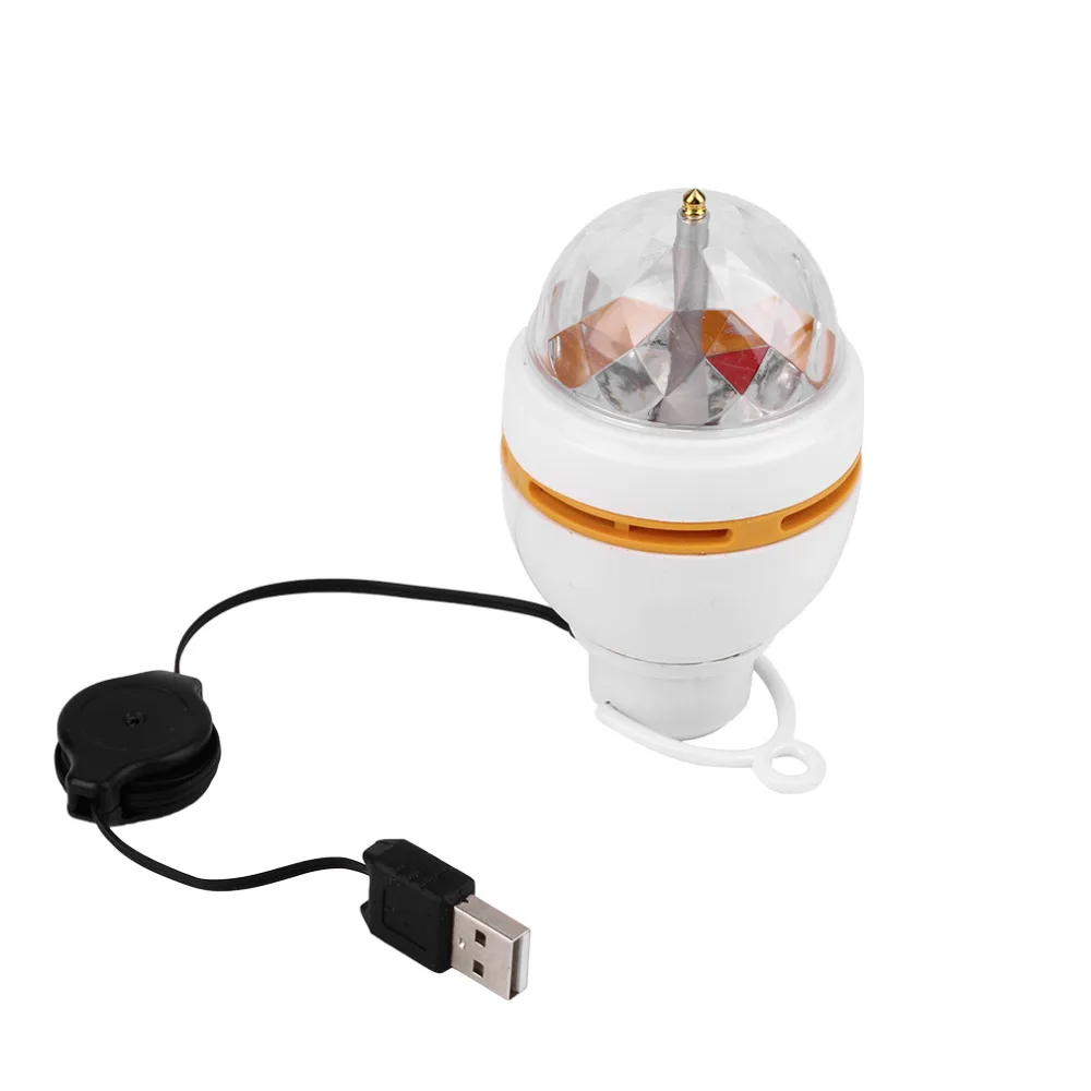 

ICOCO Mini RGB LED MP3 DJ Club Pub Disco Party Music Crystal Magic Ball Stage Effect Light Auto Rotating Bulb With USB Interface