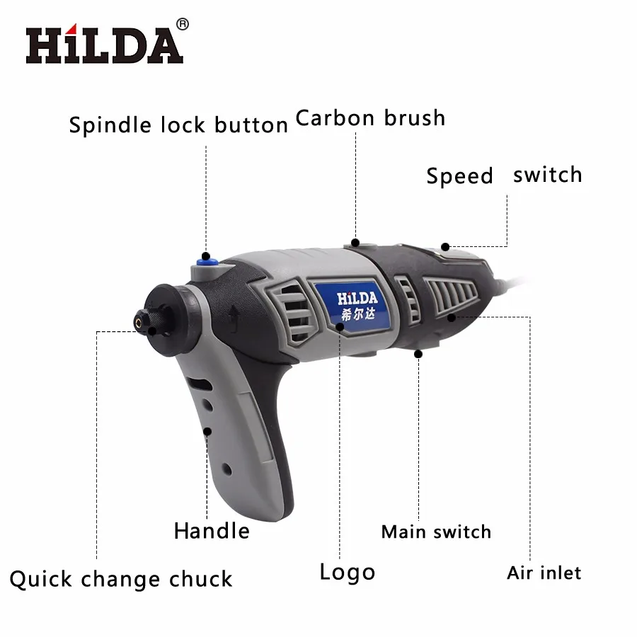 HILDA 220 В 180 Вт электрическая дрель Dremel Стильный Электрический вращающийся электроинструмент Мини-дрель с 14 аксессуарами набор электроинструмента