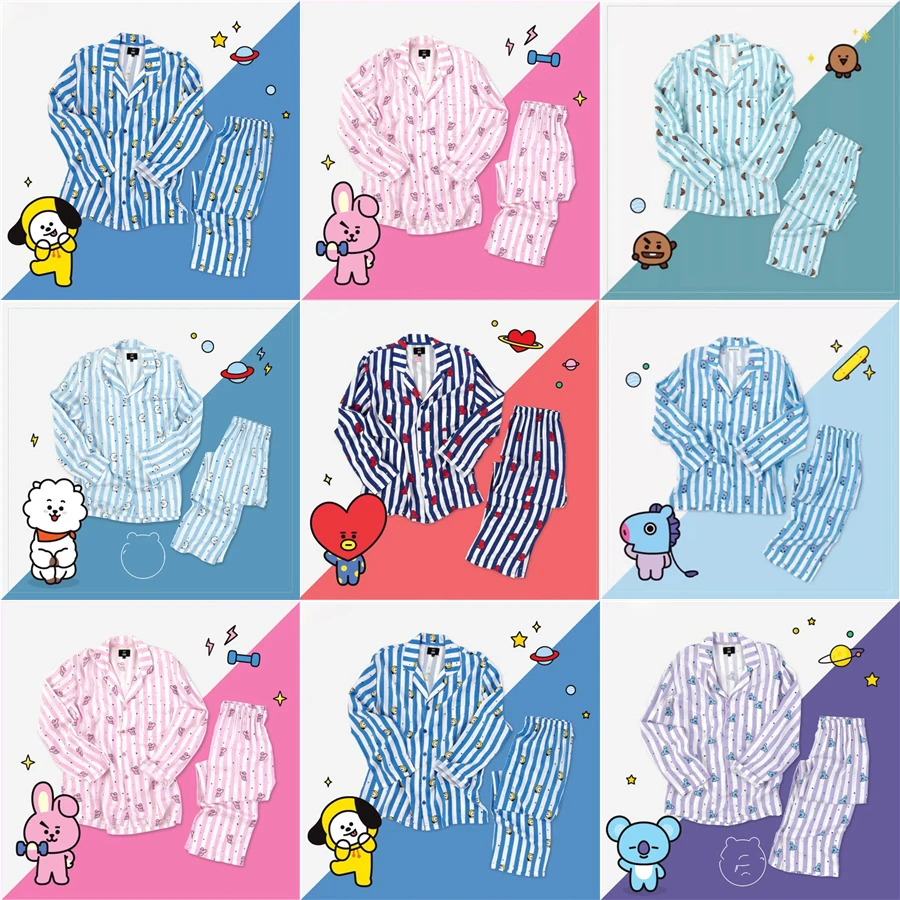 Bangtan Пижамные комплекты для мальчиков альбом мультфильм версия пижамы Ночная рубашка женская ночная одежда для сна, комплект SW001