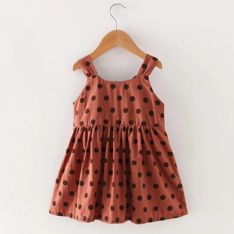 

Summer 2019 Korean Style Girls Dress Sleeveless Dot Printed Dresses Cotton Casual Loose Children Dress RT347