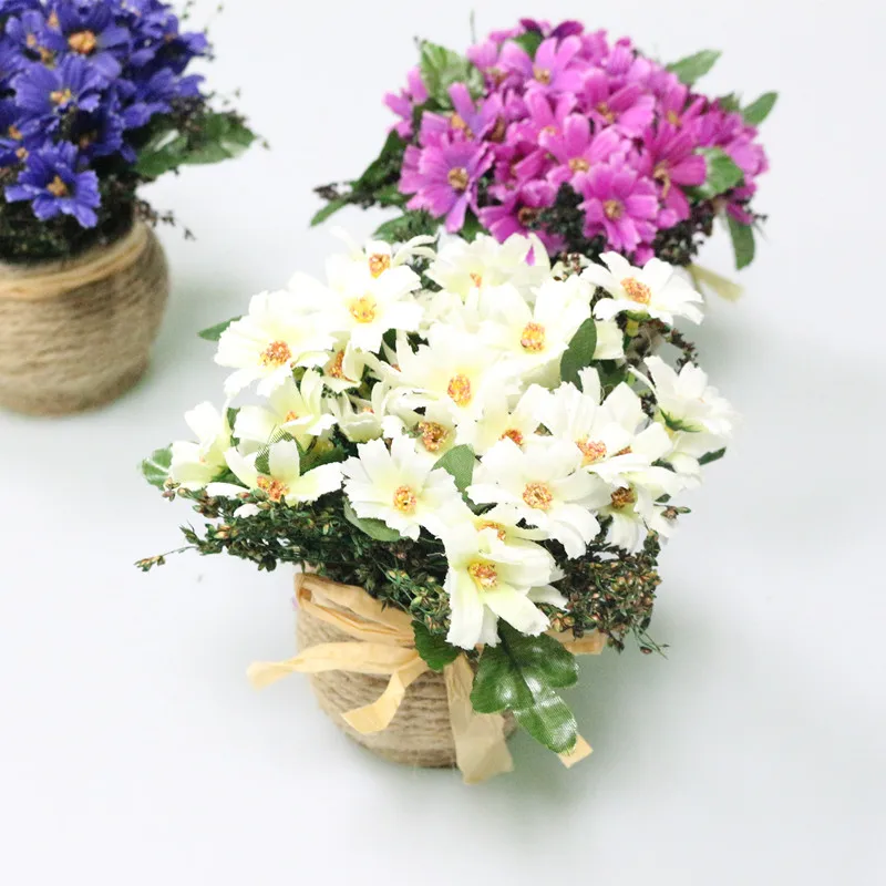 

JAROWN Artificial Daisy Flowers Set Daisy Silk Flowers Wedding Party Home Decorative Flower Bouquet 4 Colors flowers with vase