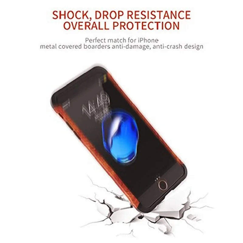 Portefeuille For iPhone 7 Wood Metal Case Aluminium Alloy Protective Bumper Case for Apple iPhone 8 Plus 6 6S Frame Accessories (4)
