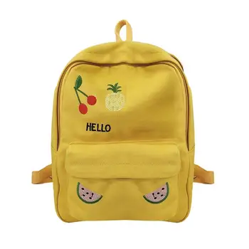 

Fruit Print Travel Backpacks Women School Bags Preppy Style Knapsack Casual Canvas Rucksack