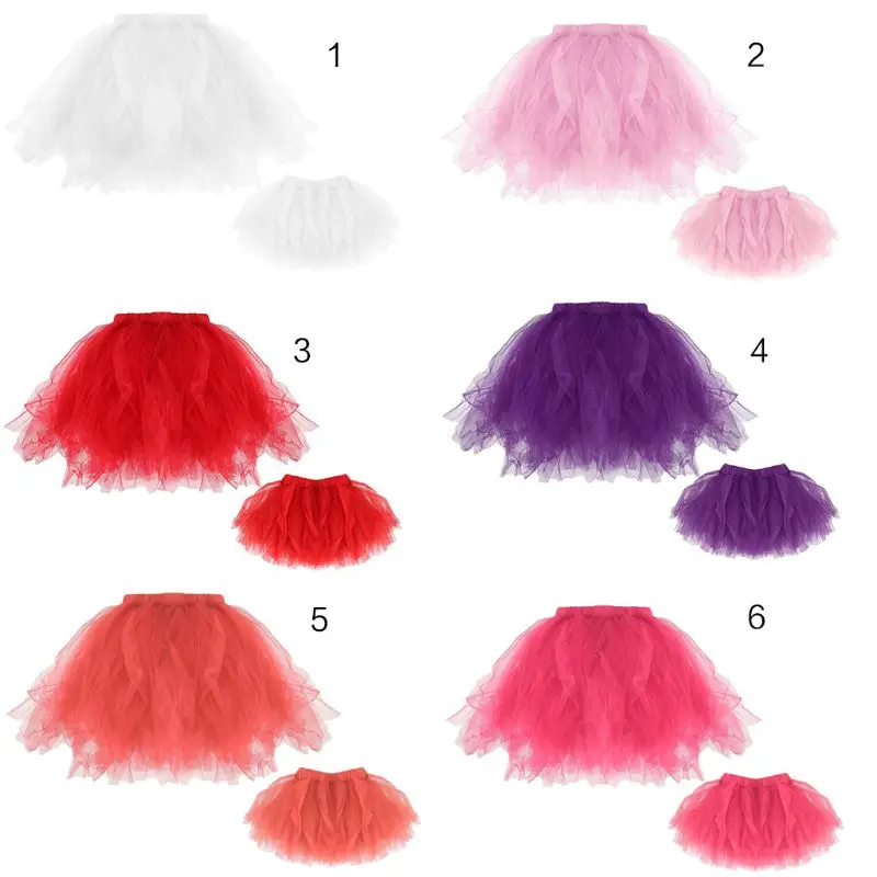 

Mother Daughter Short Ballet Dance Tutu Skirt Matching Princess Fairy Costume Layered Fluffy Pleated Fancy Party Tulle Dress