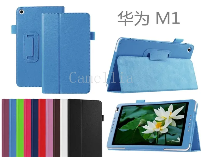

50Pcs/Lot 10.1 Inch Lichee Pattern PU Leather Case with Stand Holder for Huawei MediaPad M1(S8-301W)With Auto Wake/Sleep Feature