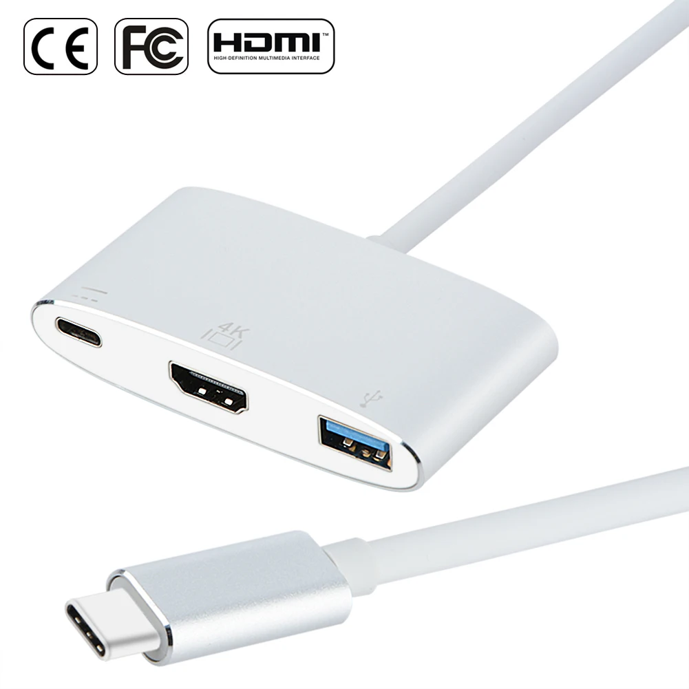 3 в 1 Тип-C многопортовый USB C до 4 k HDMI USB3.0 USB-C зарядки адаптер многопортовый концентратор конвертер кабель для Macbook samsung S8