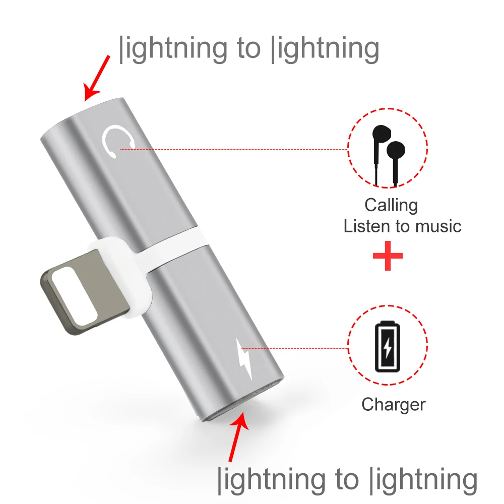 GARAS Audio Adapter For iPhone 7 8Plus X Charging/Audio 2 in 1 Charger Cable Adapter For Lightning Jack to Earphone AUX Cable