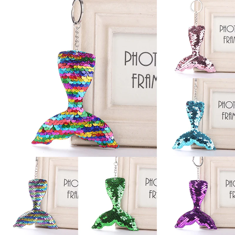 

Sale Mermaid Tail Pendant Keychain For Women Shine Sequins Jewelry Bag Accessories Girl Key Ring Gift