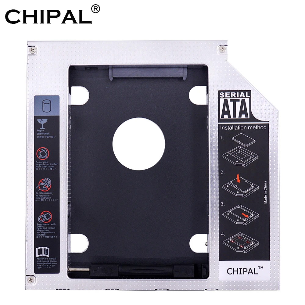 CHIPAL Универсальный 2-ой HDD Caddy 9,5 мм SATA 3,0 для 2," SSD чехол HDD корпус со Светодиодный индикатор для ноутбука CD-ROM DVD-ROM ODD