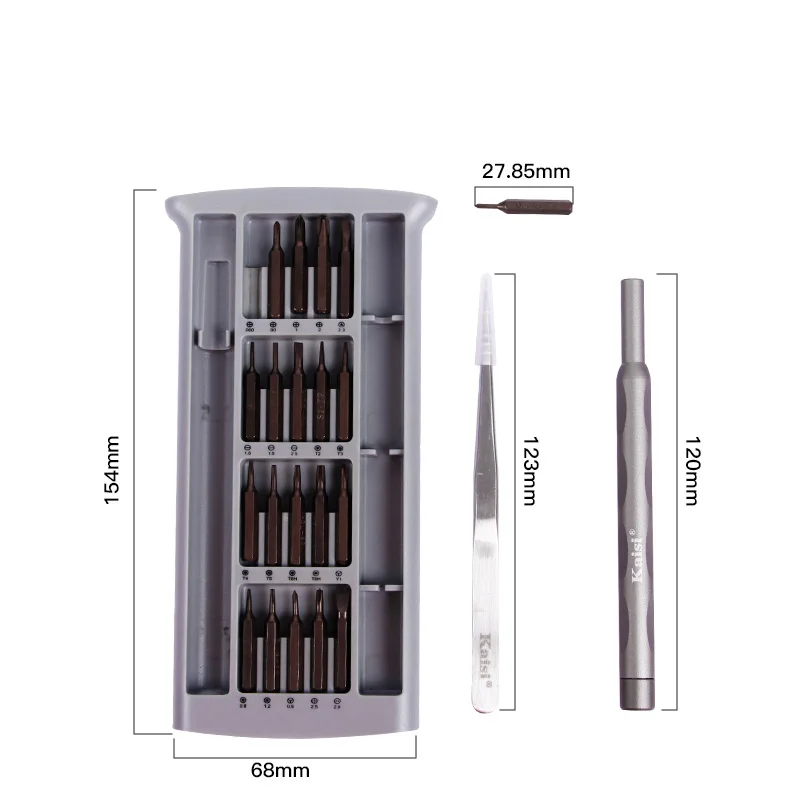 22 в 1 Kaisi Набор прецизионных магнитных отверток с прямым заостренным пинцетом для iPhone ноутбука компьютера телефона инструменты для ремонта