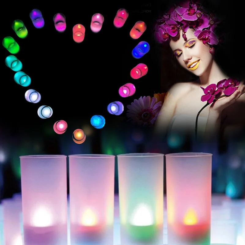 

1Pc Multi Color Lamp Flame Flashing Tea Light Battery Powered LED Candle With Plastic Cup Wedding Party Decoration
