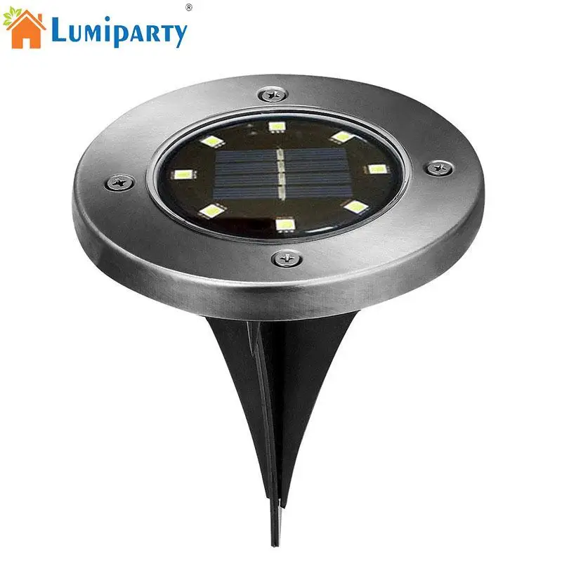 

LumiParty Outdoor 8 LED Solar Lamp Automatically Open at Night Waterproof Ground Light for Garden Lawn Path