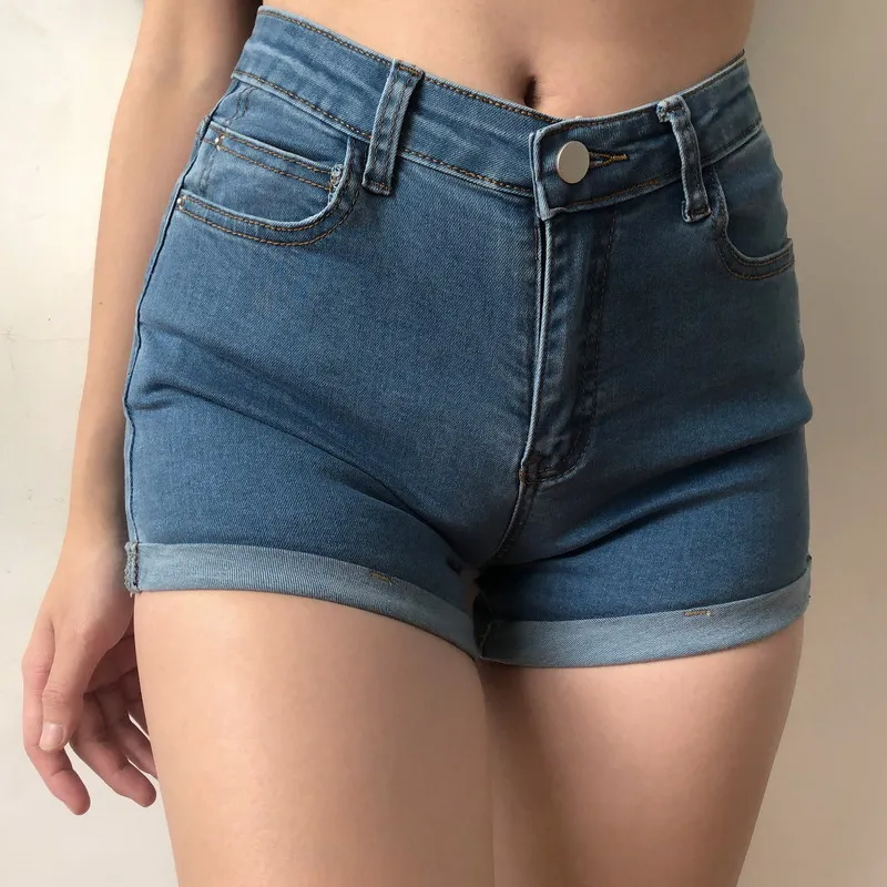 fitted denim shorts