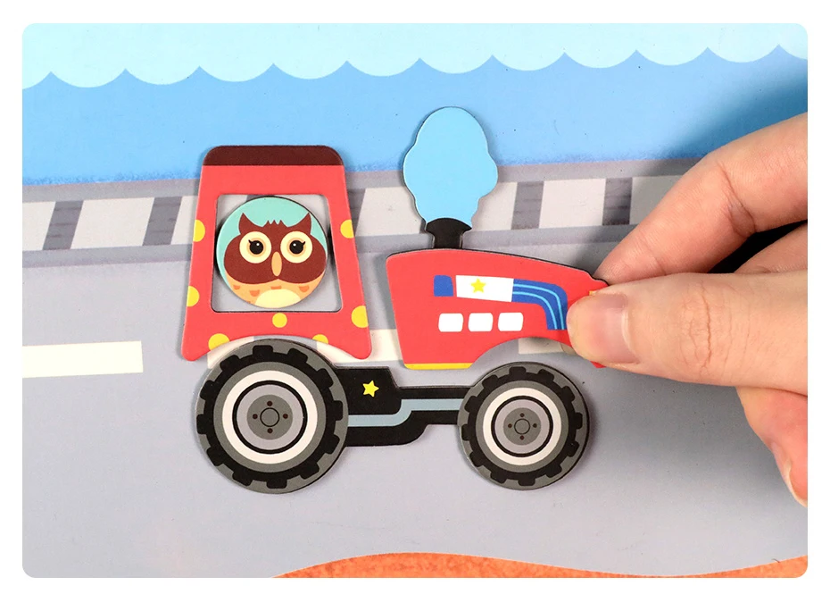 Magnetic Cartoon Puzzle 3D Traffic Matching Jigsaw Games Toy Early Learning Traffic Puzzles Educational Toys for Child Kids Gift_20