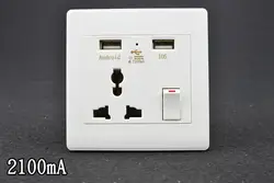 2017 новые розетки двойной 2 USB Universal Plug выключатель питания плиты 2100mA зарядное устройство со светодиодным индикатором