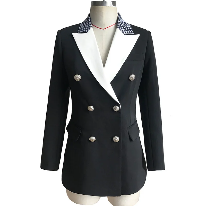 

Newest Arrivals Women Elegant Formal Bussiness Lady Patchwork Collar Bodycon Brand Blazer Top Quality Fashion Plus Size Blazer