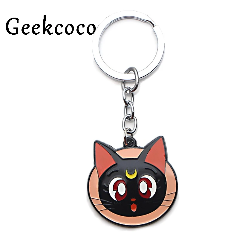 

Sailor moon Luna cat Cartoon cute anime Charms Keychain Keyrings Kids Gift Party Favors Keys Pendants jewelry decorations J0363