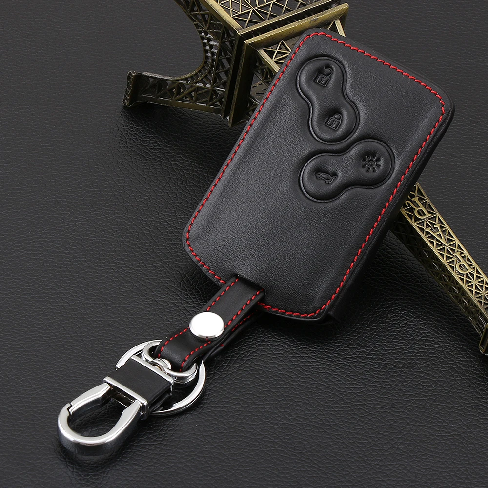 Leather car key covers case set holder for Renault Clio Scenic Megane